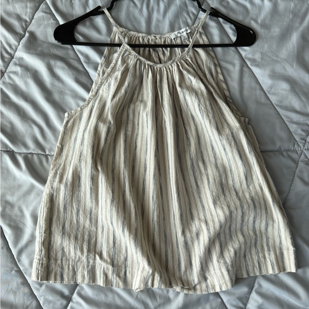 Madewell Striped Tank Top - Cream and Gray
